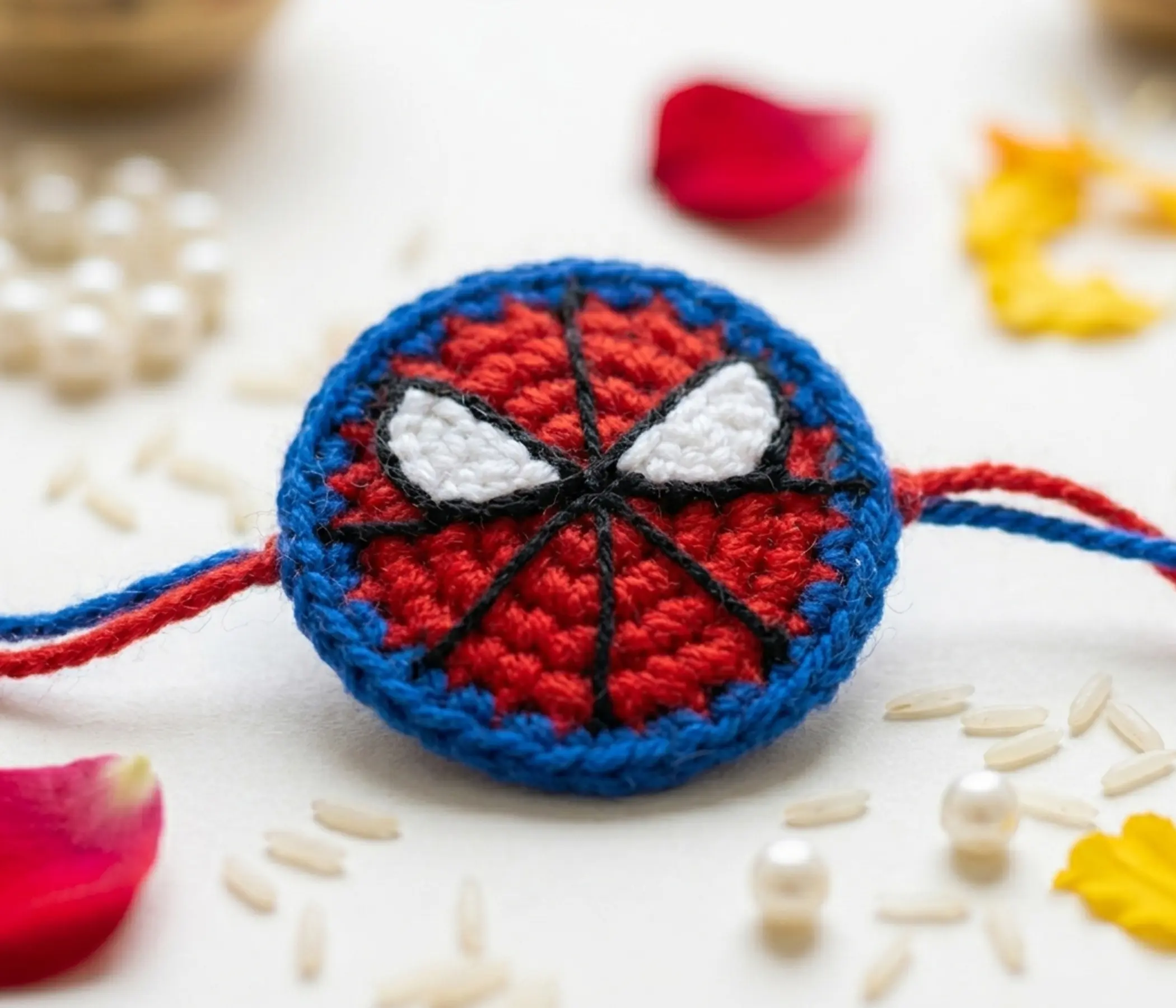 Spiderman Inspired Handmade Kids Crochet Rakhi